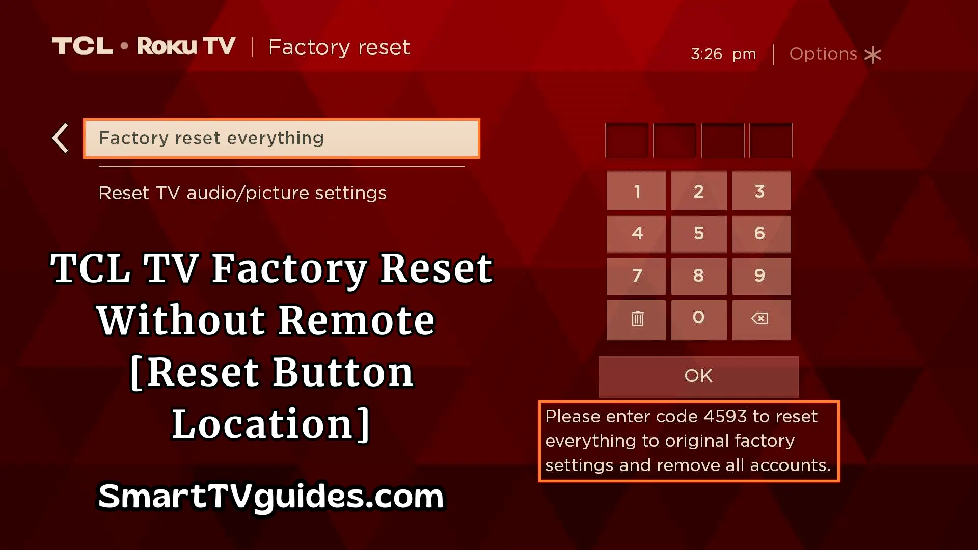 TCL TV Reset Button